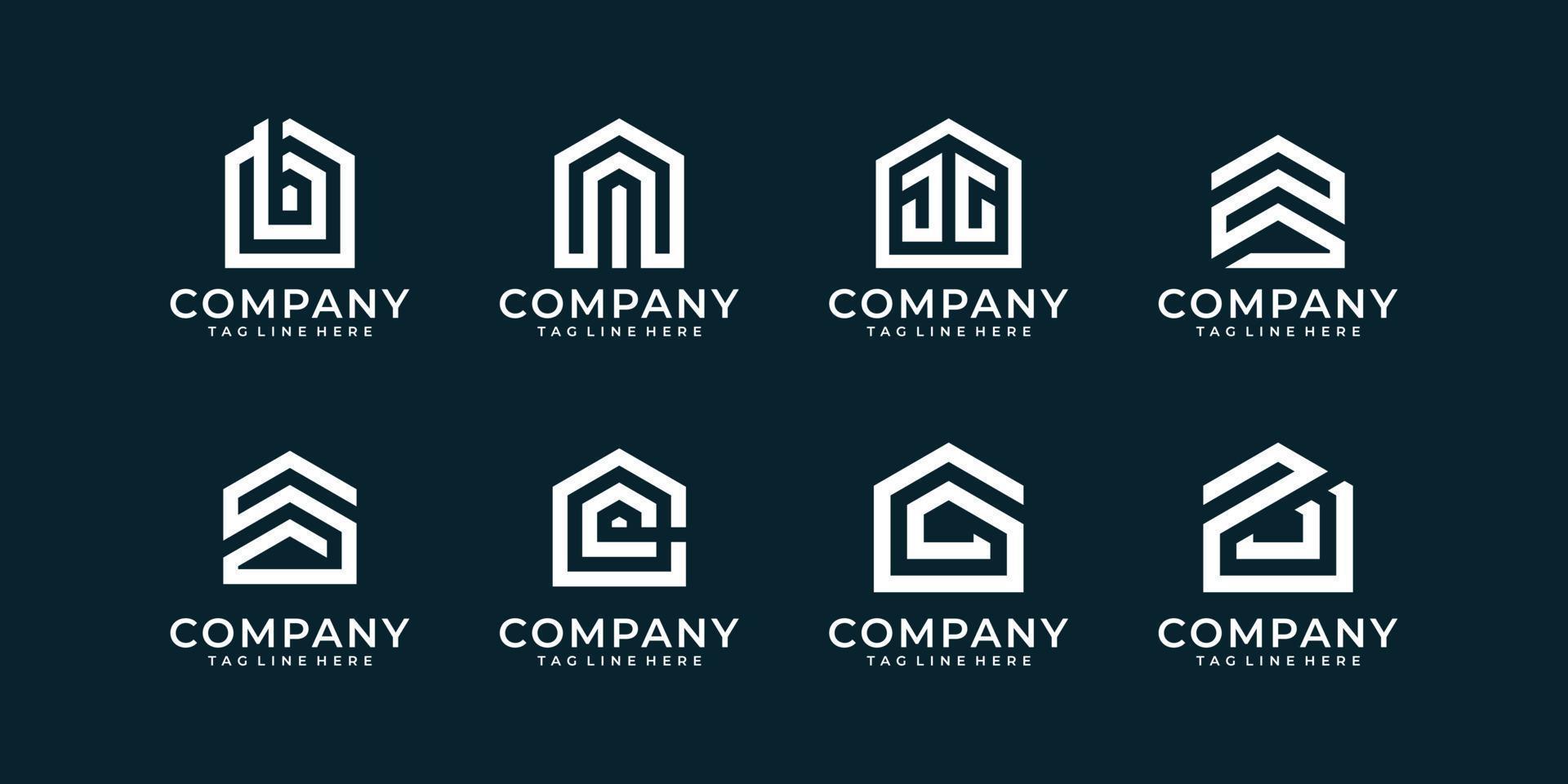conjunto de paquete de vector de logotipo de empresa de bienes raíces de monograma