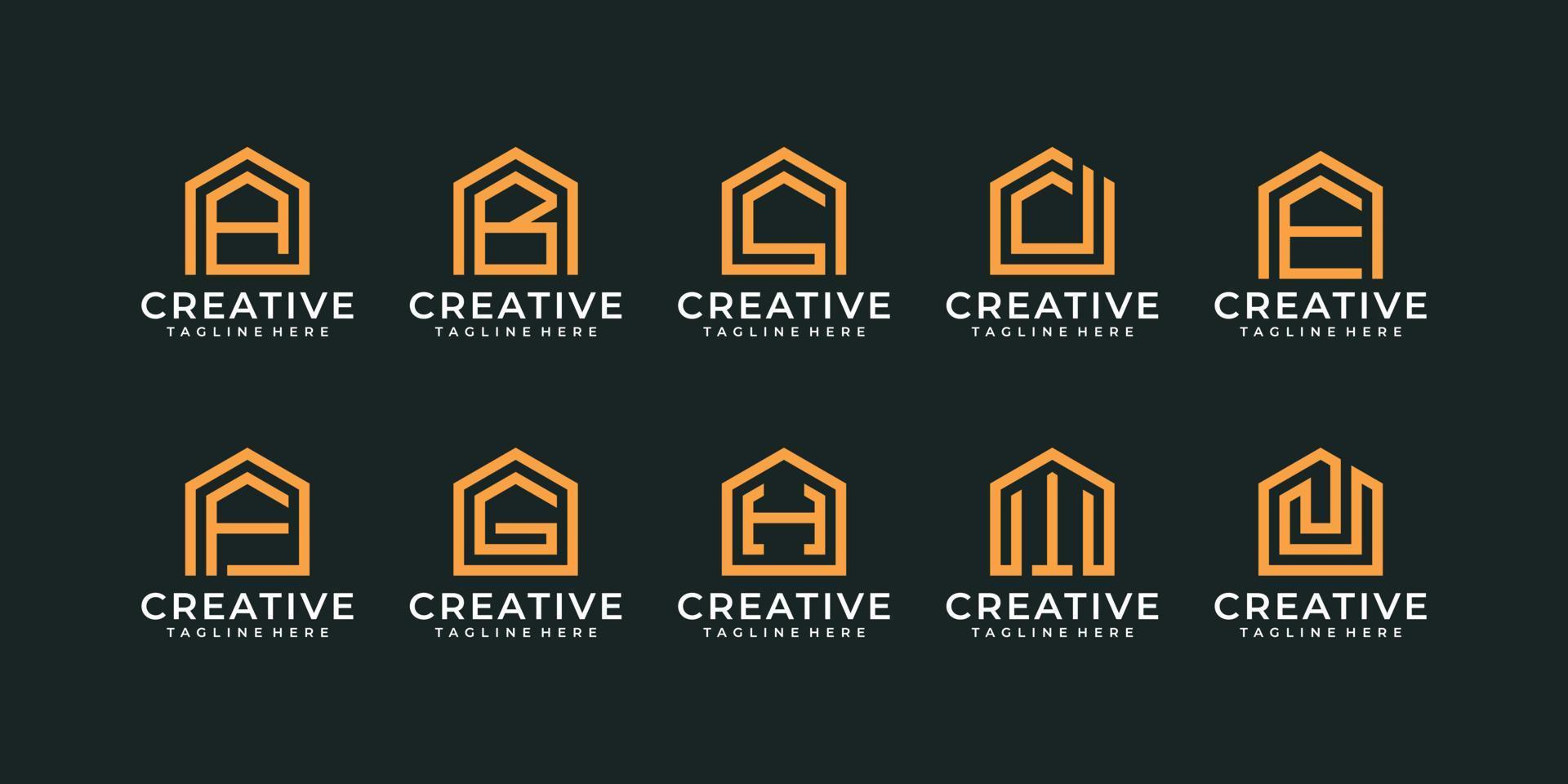 Set of abstract letter building logo vector