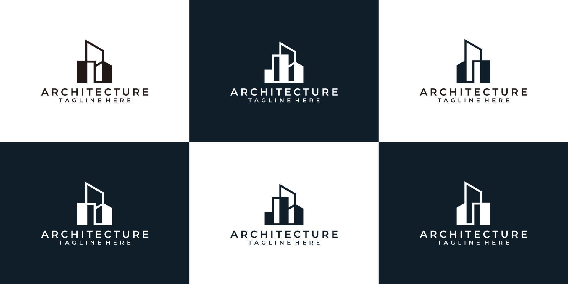 conjunto de concepto de diseño de logotipo de construcción de arquitectura vector