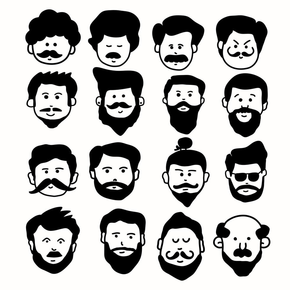 un conjunto de ilustración de hombres de bigote vector