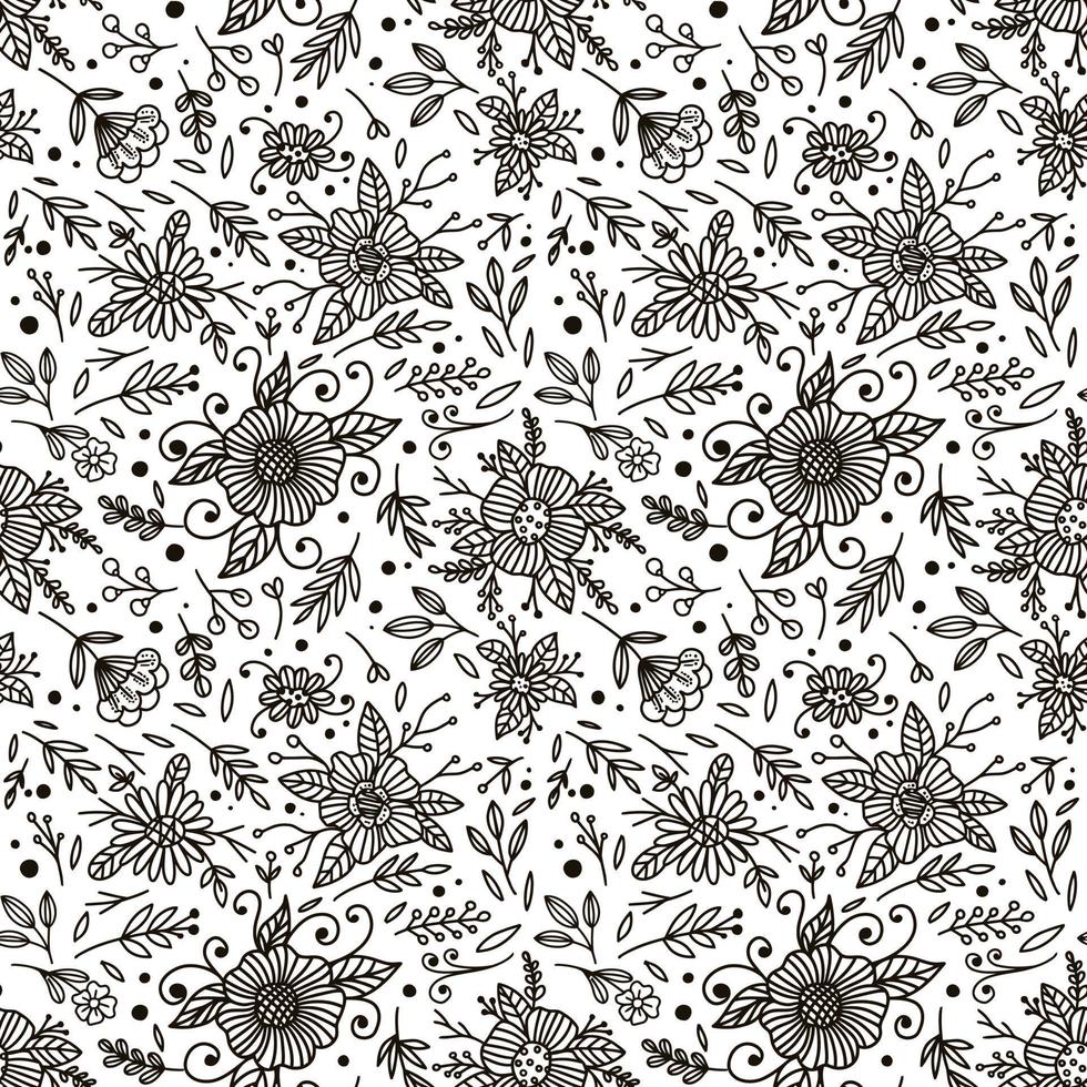 hand drawn flower seamless pattern vector