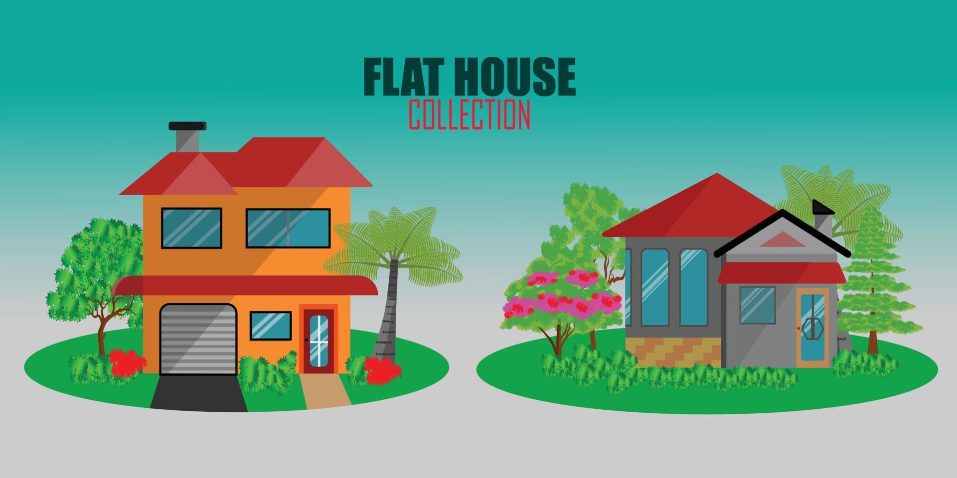 Flat minimal home design illustration, modern home design collection vector