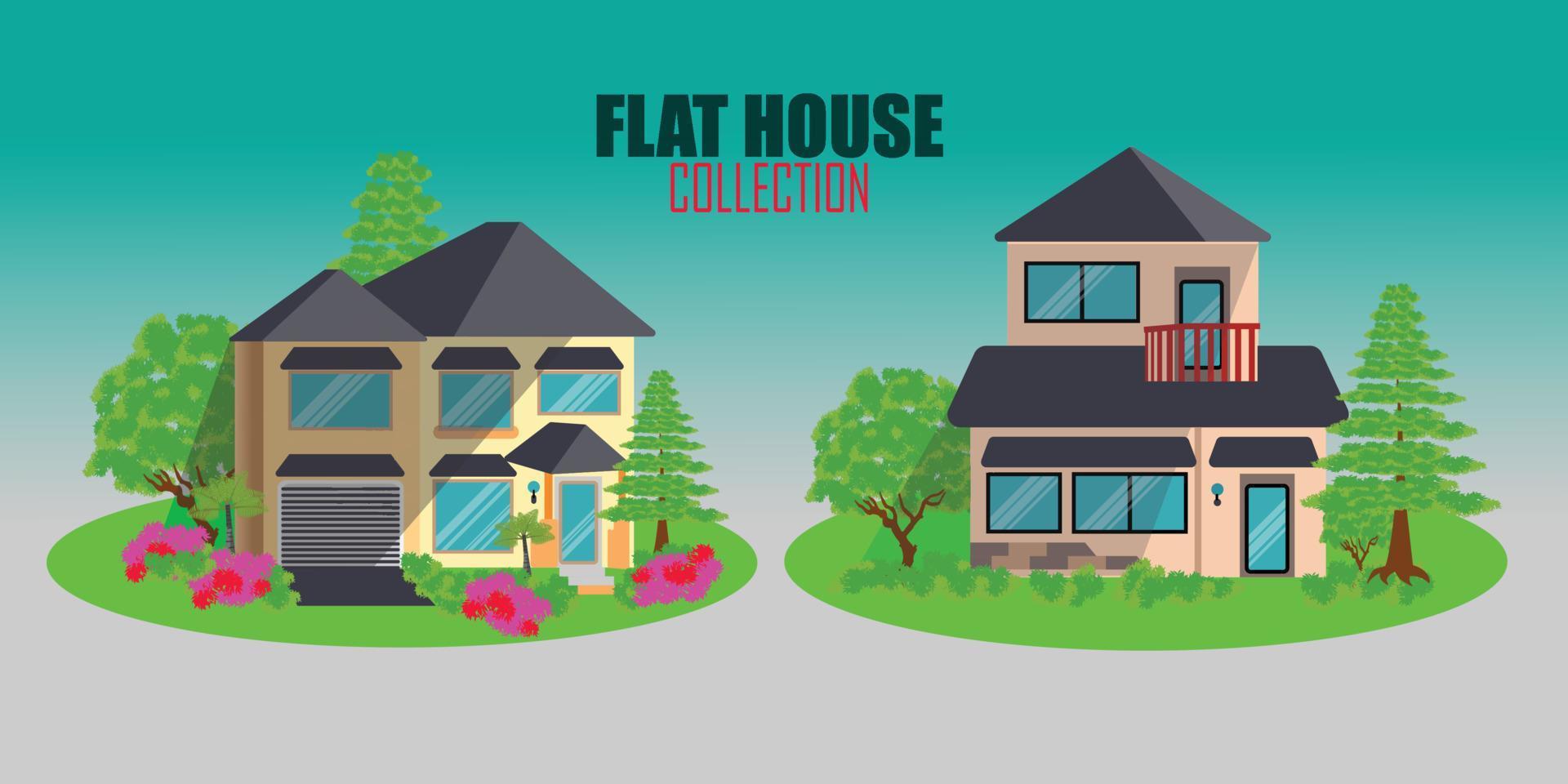 Flat house collection illustration vector