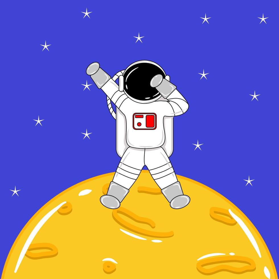 Illustration for astronaut in outer space with moon vector