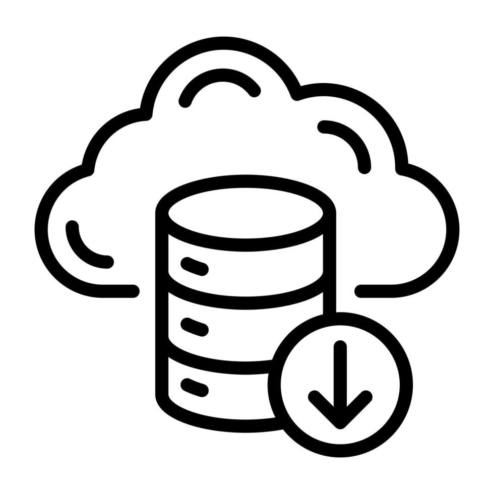 Cloud database linear icon, customizable design vector