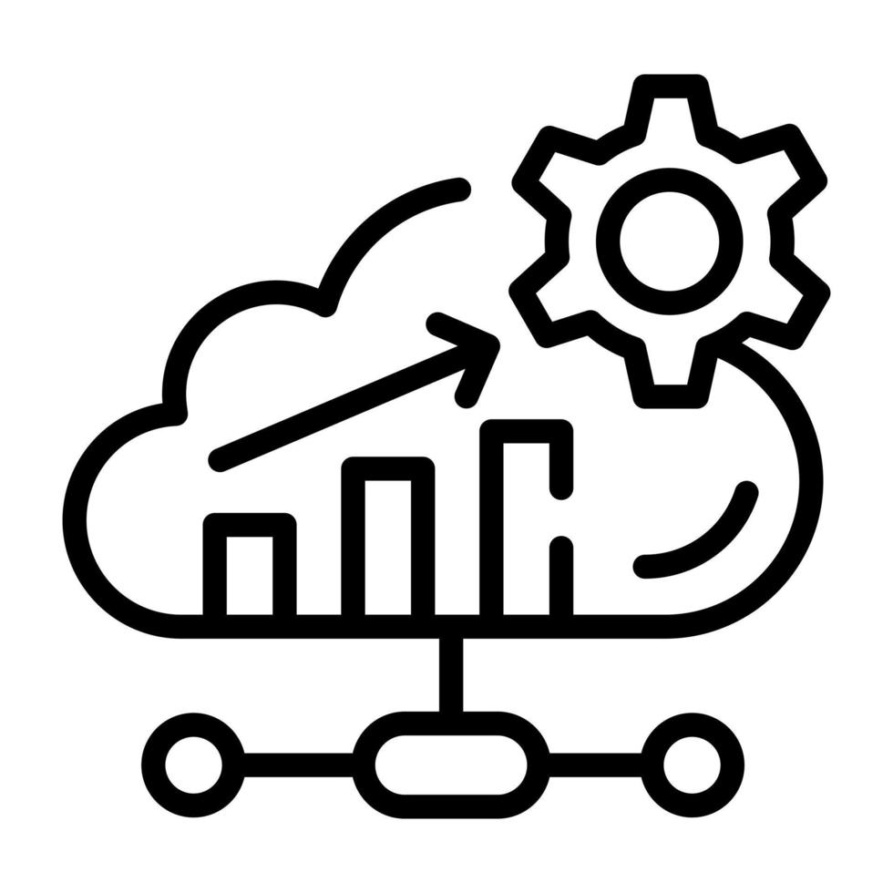 Customizable linear icon of cloud analysis vector