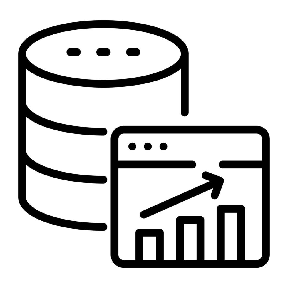 echa un vistazo al icono lineal del análisis de la base de datos vector