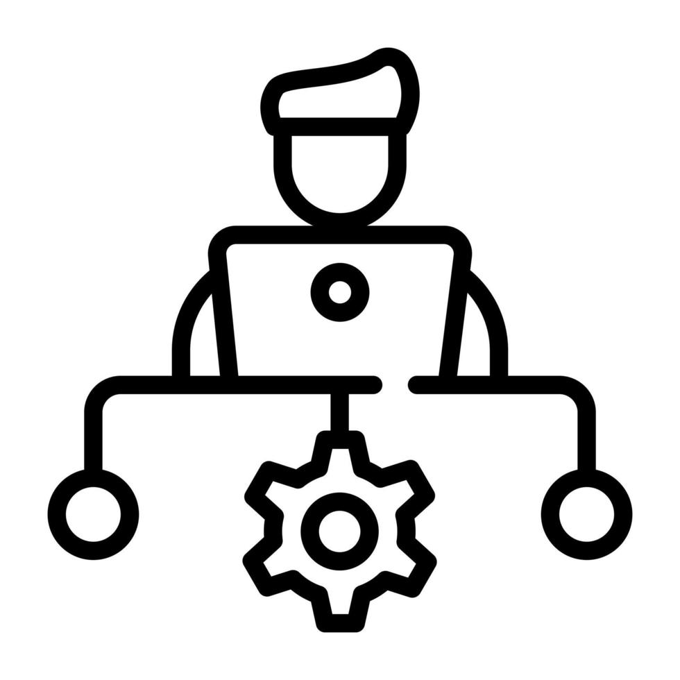 A customizable linear icon of data operator vector