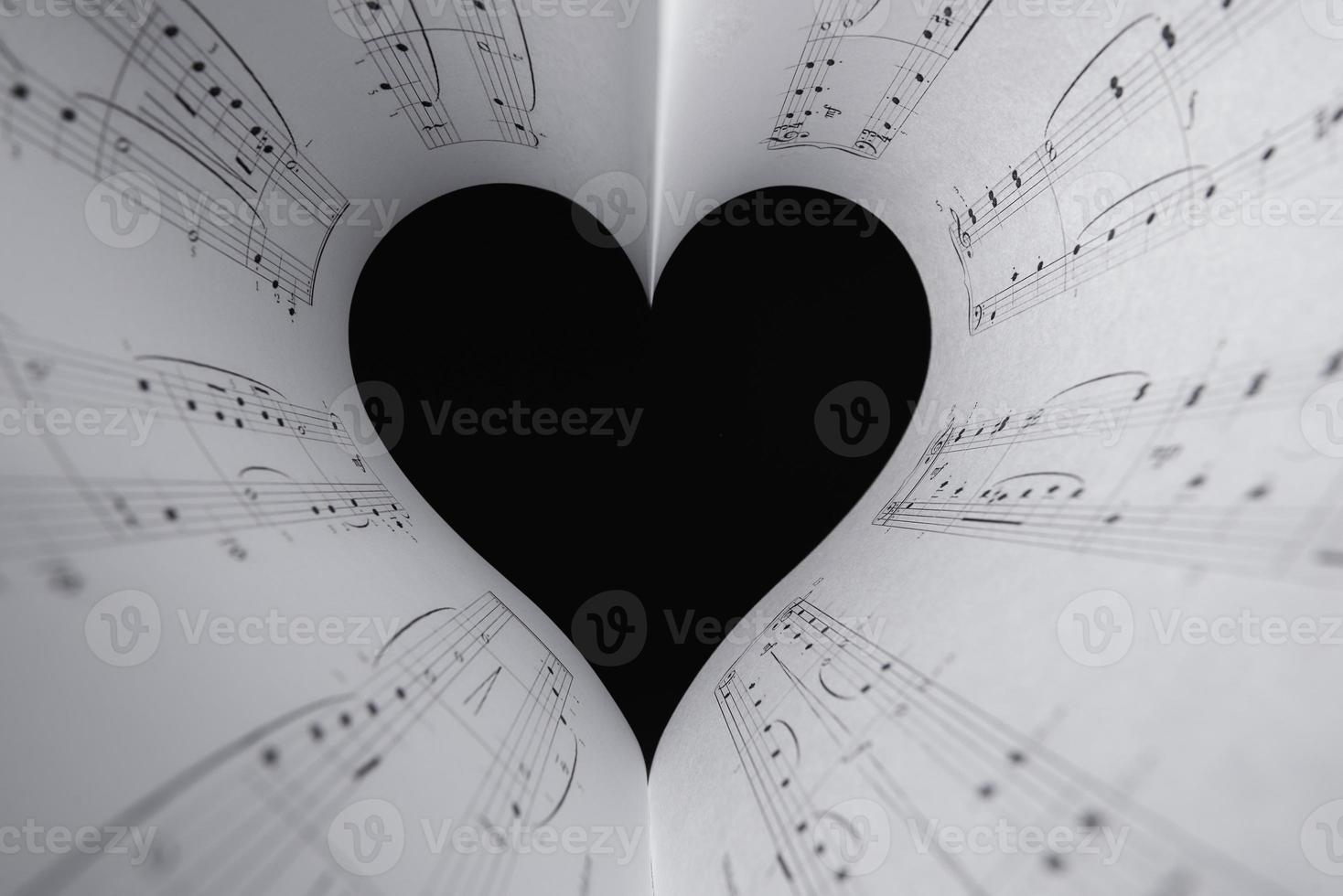 The black and white concept of the love of music. Foreground soft focus. photo