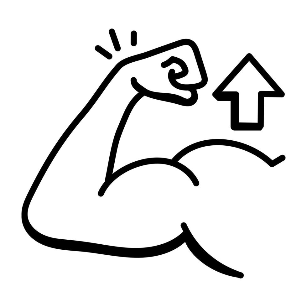 Bodybuilder bicep, hand drawn icon vector