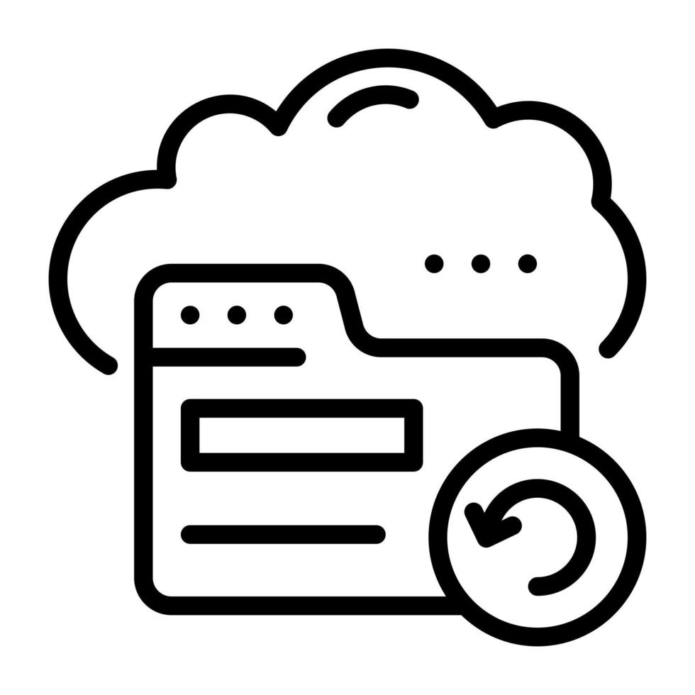 icono de carpeta en la nube diseñado en estilo lineal vector