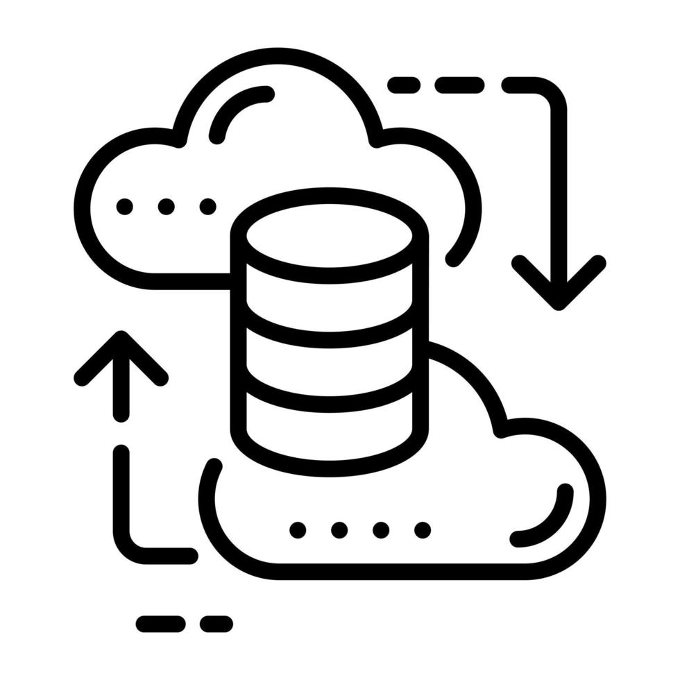 echa un vistazo al icono lineal de la transferencia a la nube vector