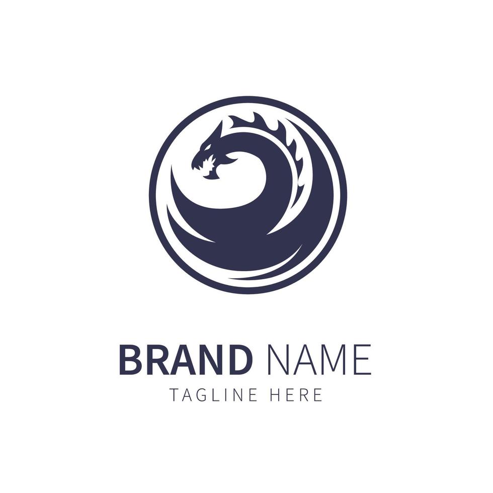 Dragon logo. illustration of dragon with circular wings vector