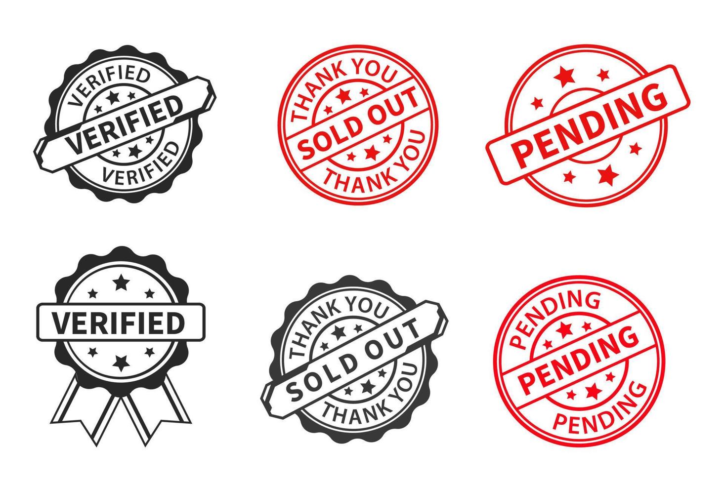 verified, sold out, pending stamp grunge set. sign with modern design. vector