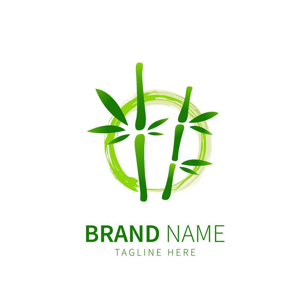 Green Bamboo round Logo Template vector icon illustration design