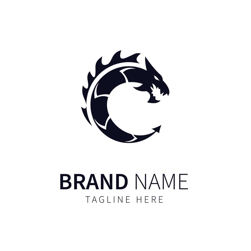 The circular dragon logo icon is strong and aggressive. logo template vector