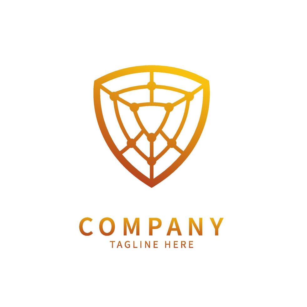 Shield spider web logo icon vector illustration