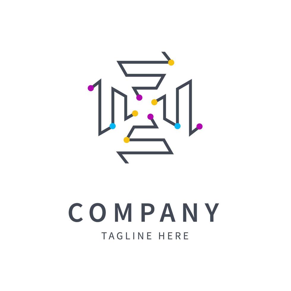 Line technology logo icon vector illustration