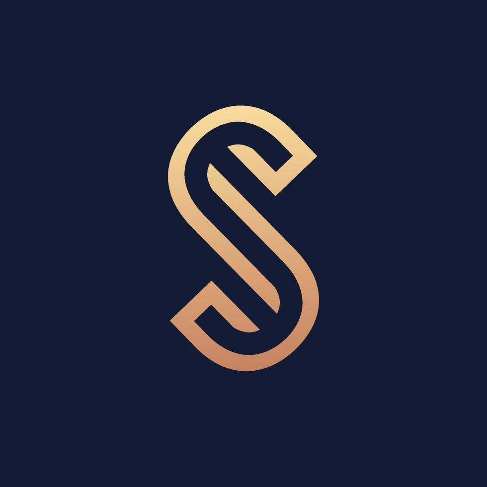 S logo monogram with gold color vector