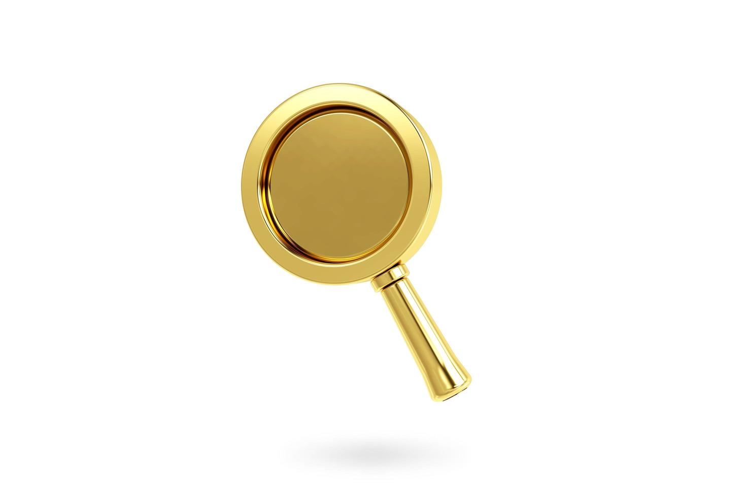 3d gold search Icon isolated on white background. Magnifying glass. Discovery, research, analysis concept. 3D rendering photo