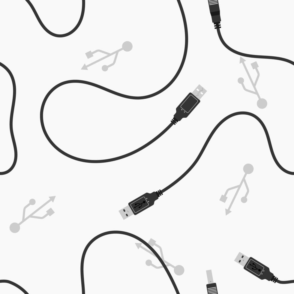 Editable USB Cable Vector Illustration Seamless Pattern