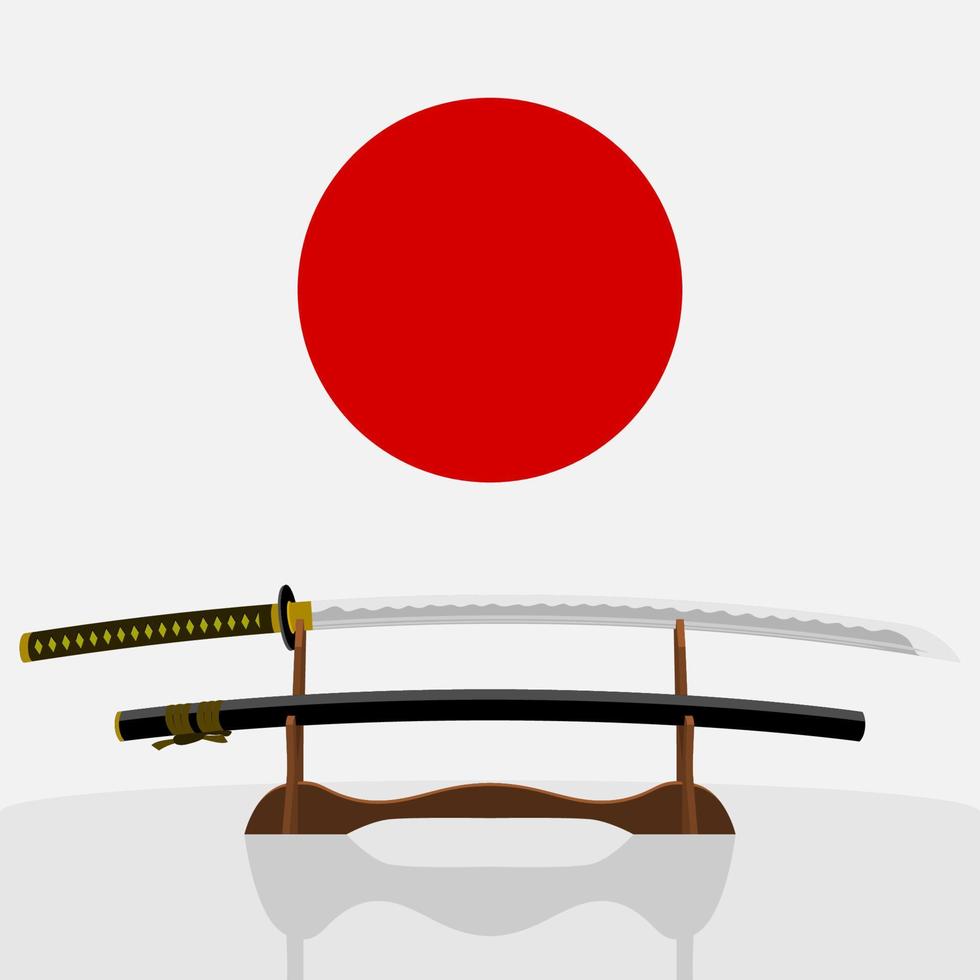 ilustración de vector de espada japonesa katana editable para viajes de turismo y educación histórica o cultural