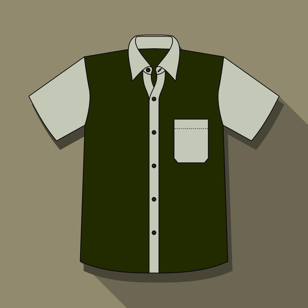 vector editable de la ilustración de la camisa de estilo occidental con una larga sombra para el sector de la moda y la confección a medida