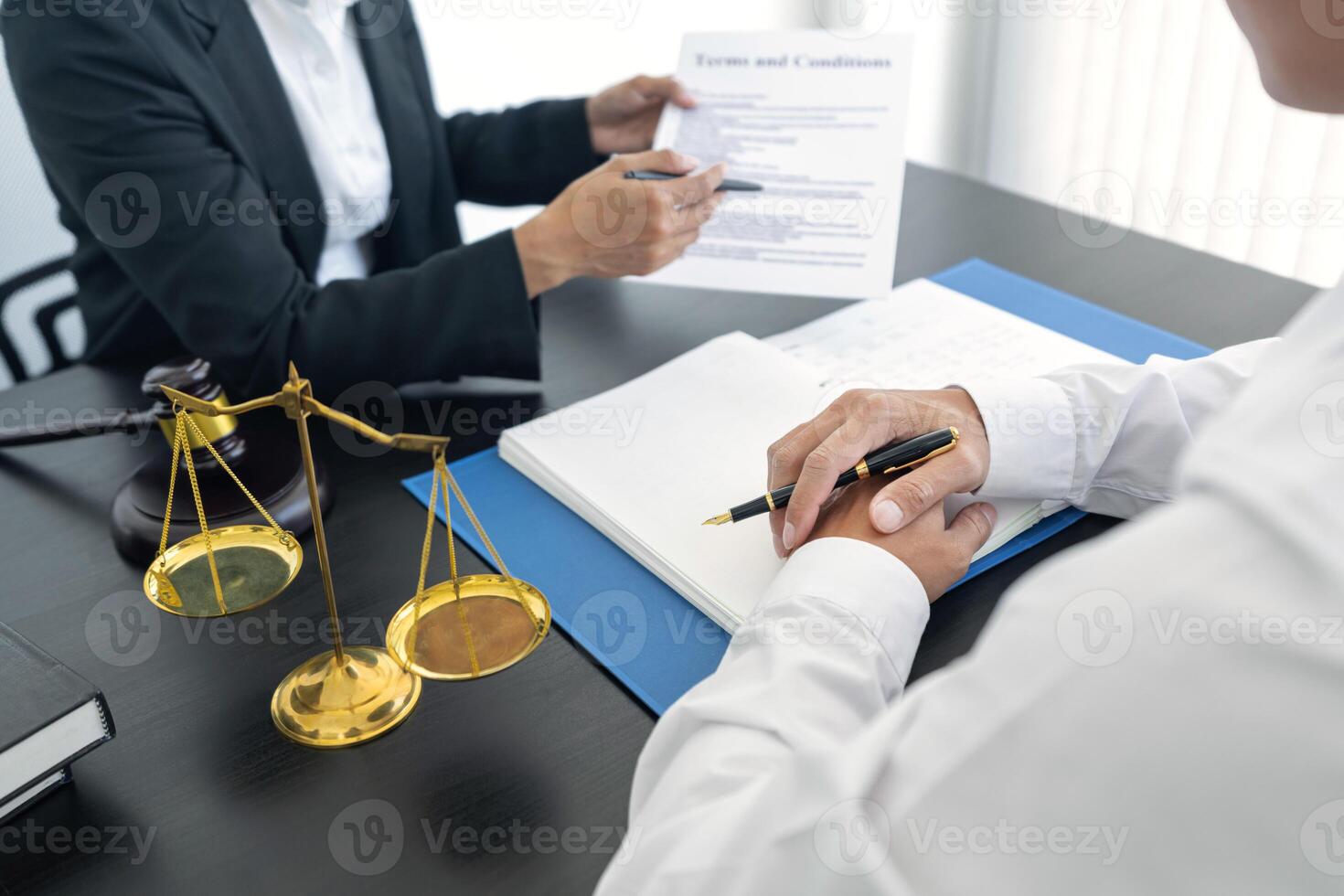 a lawyer checking the correctness in contract used in real estate transaction 8062117 Stock