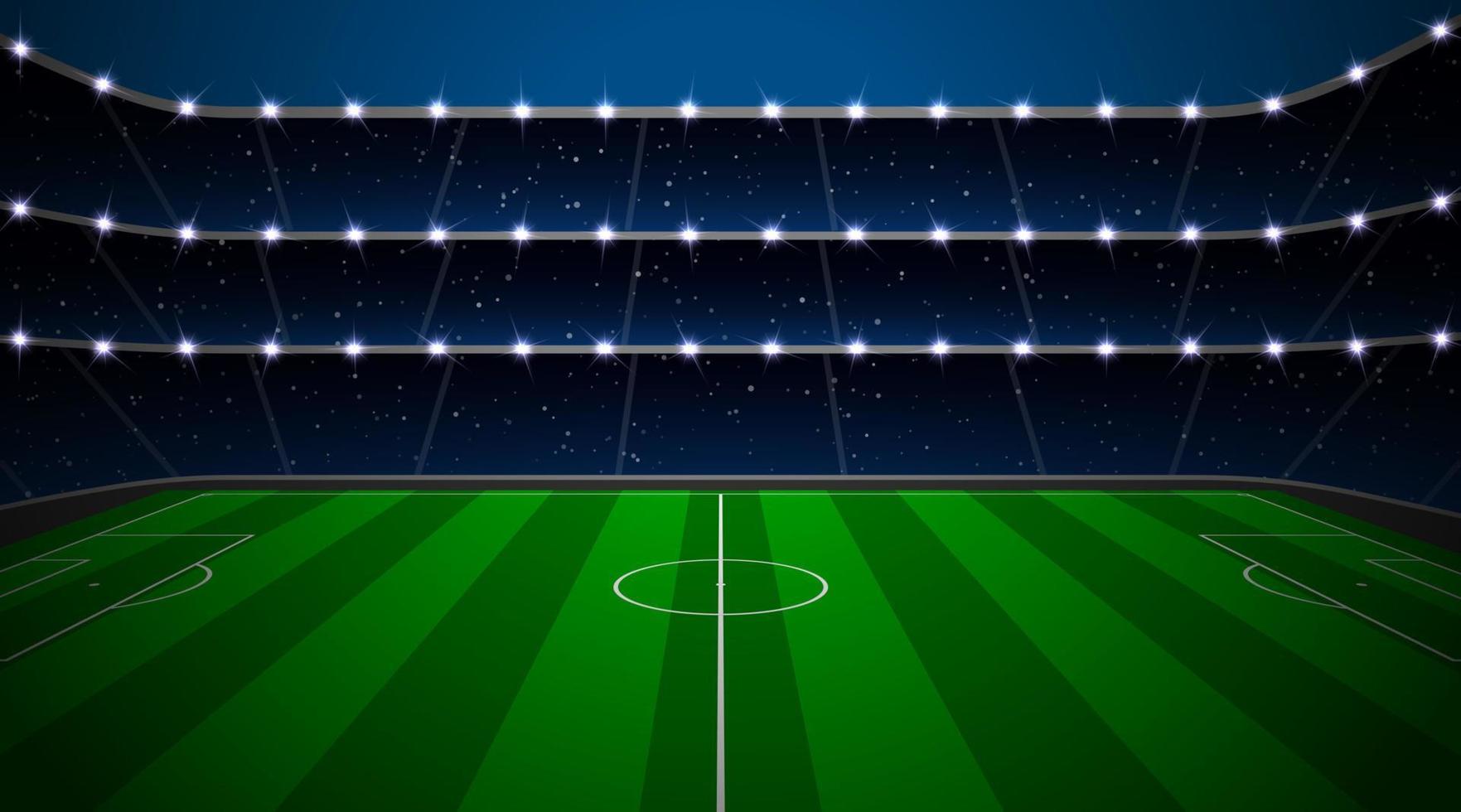 Soccer stadium with green field. vector