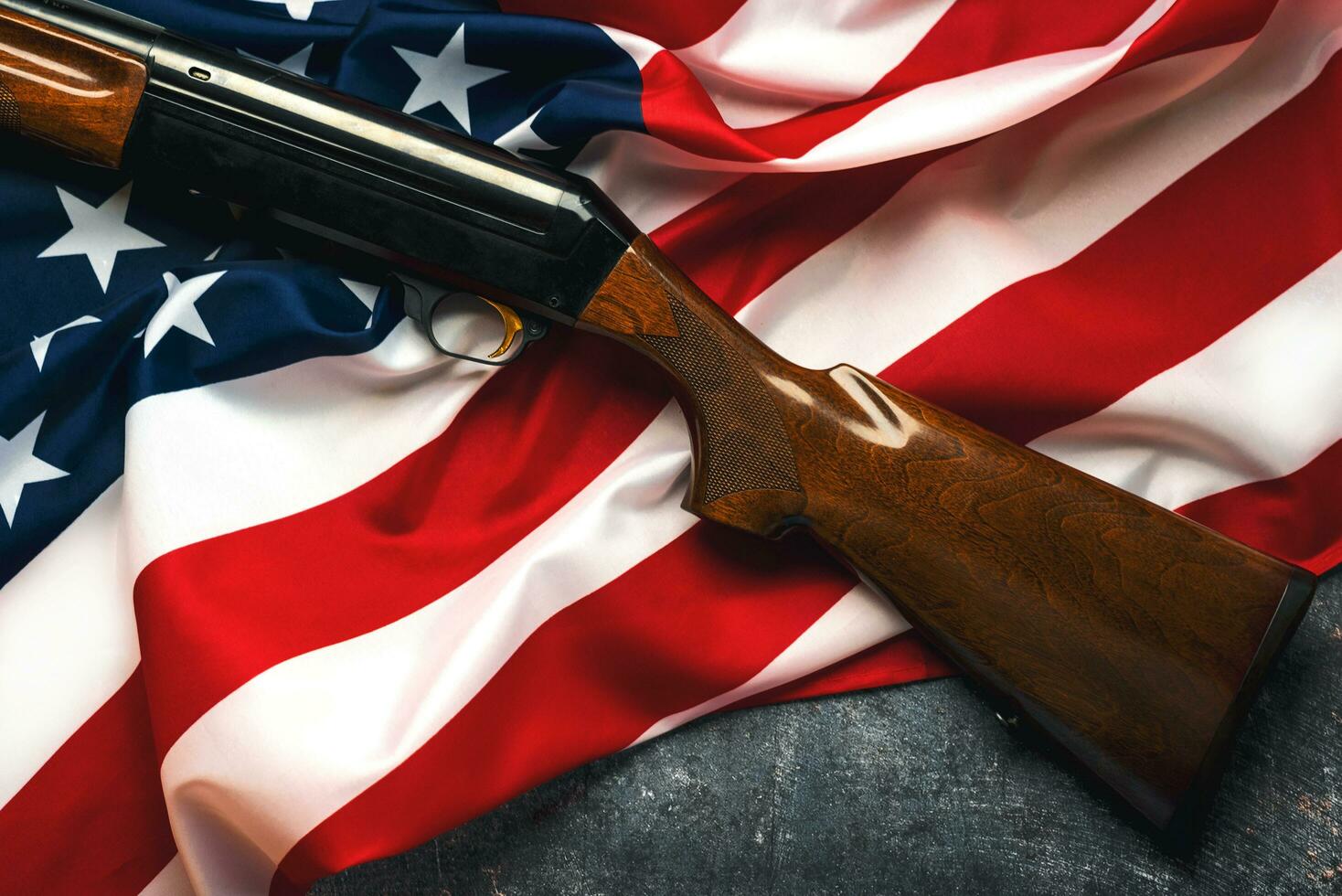 Shotgun over American Flag photo