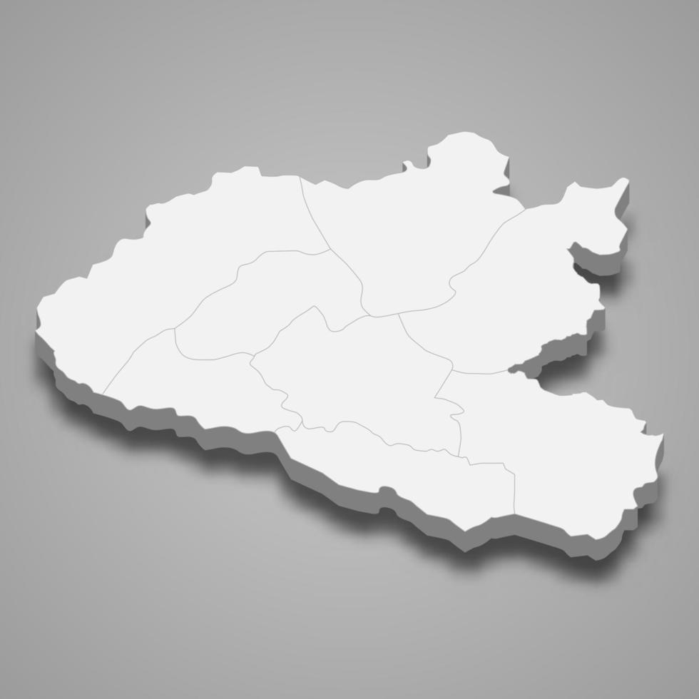 Mapa isométrico 3d de xiangkhouang es una provincia de laos vector
