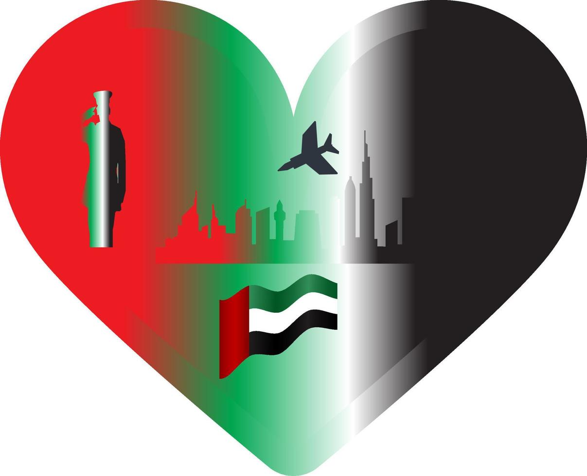 logo corazón bandera emiratos unidos vector.perfecto para el día de la bandera del icono. vector