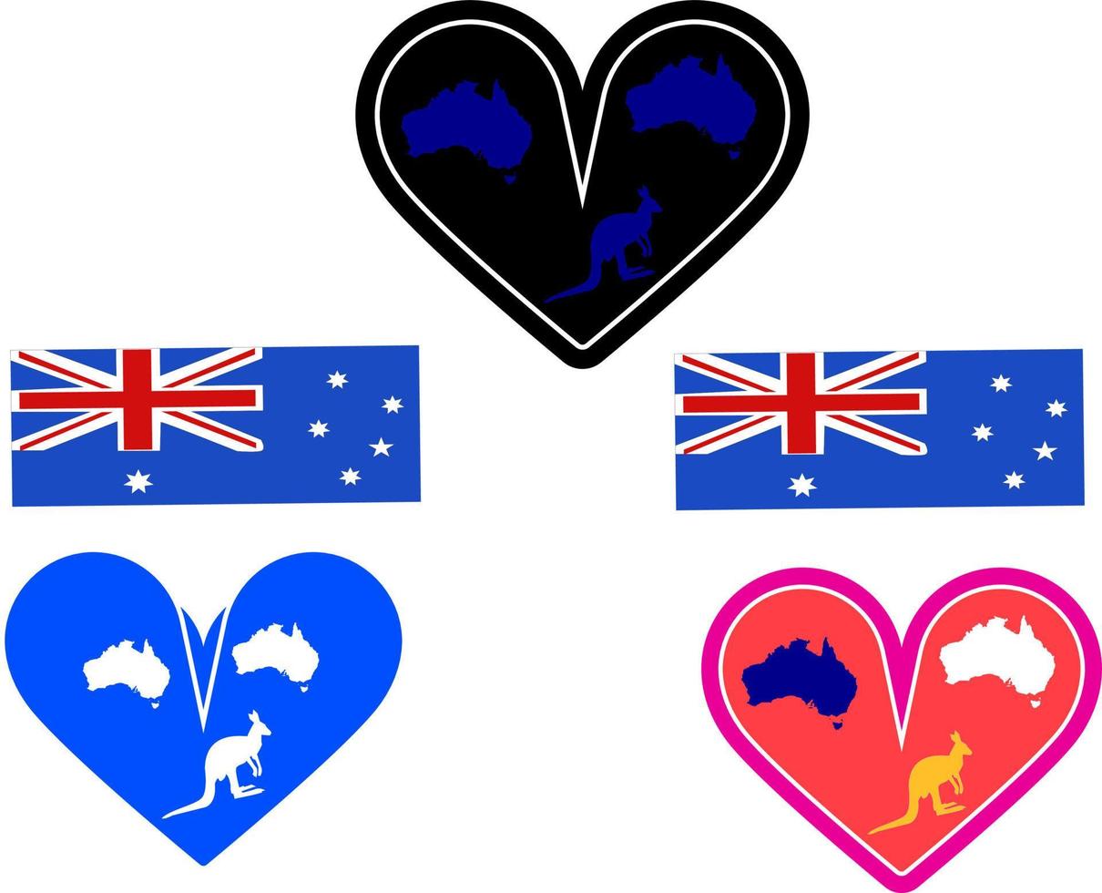 Heart with flag day background austrlia. vector