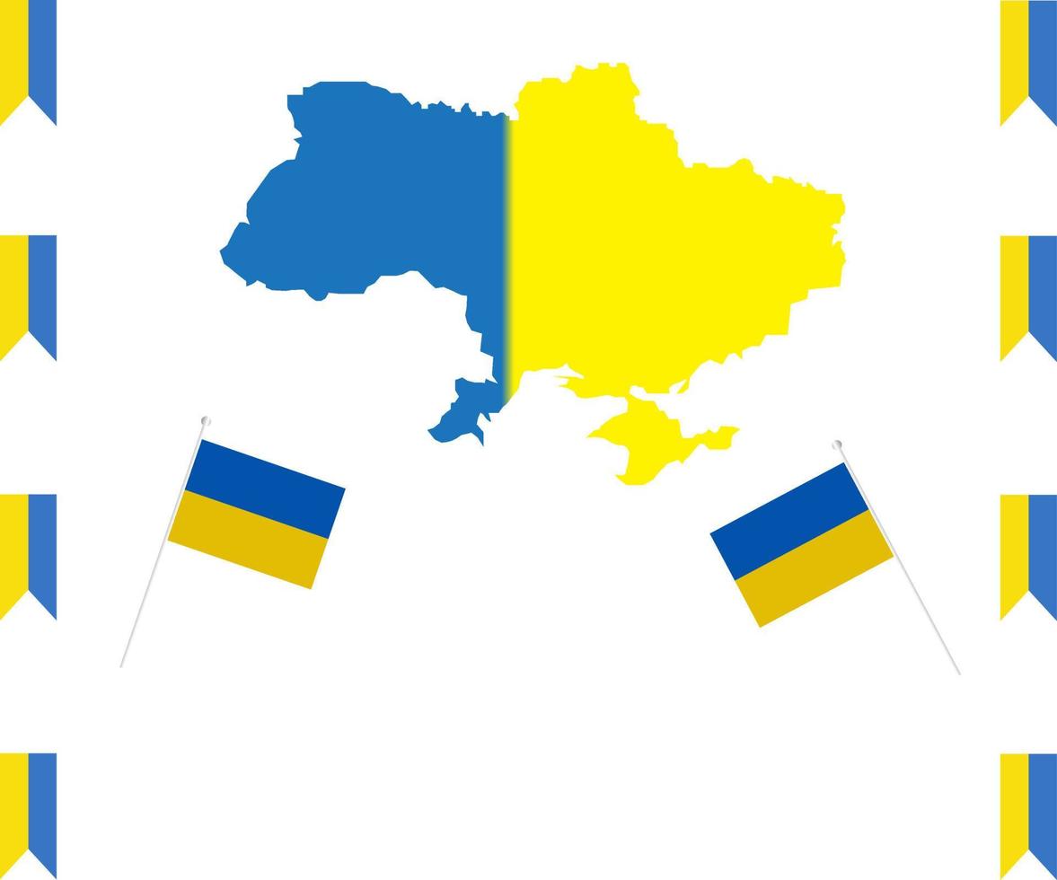 Country flag and map ukraine background flag day. vector