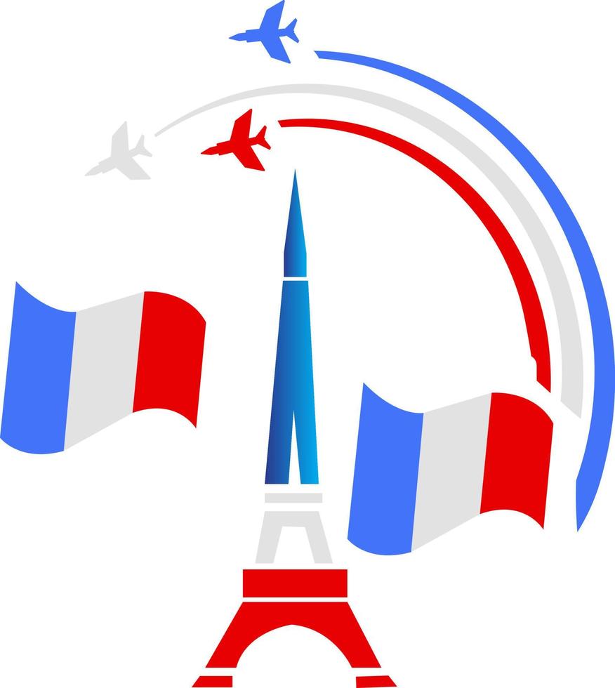 Eiffel tower city of flag france. vector