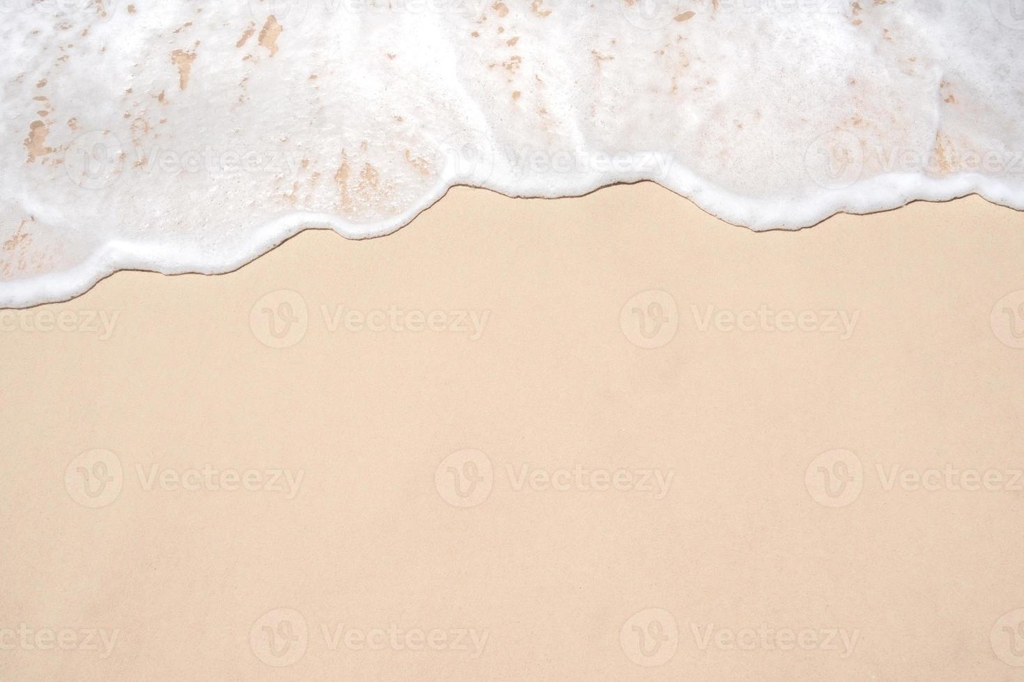 Soft ocean wave on tropical sandy beach in summer background with copy space photo