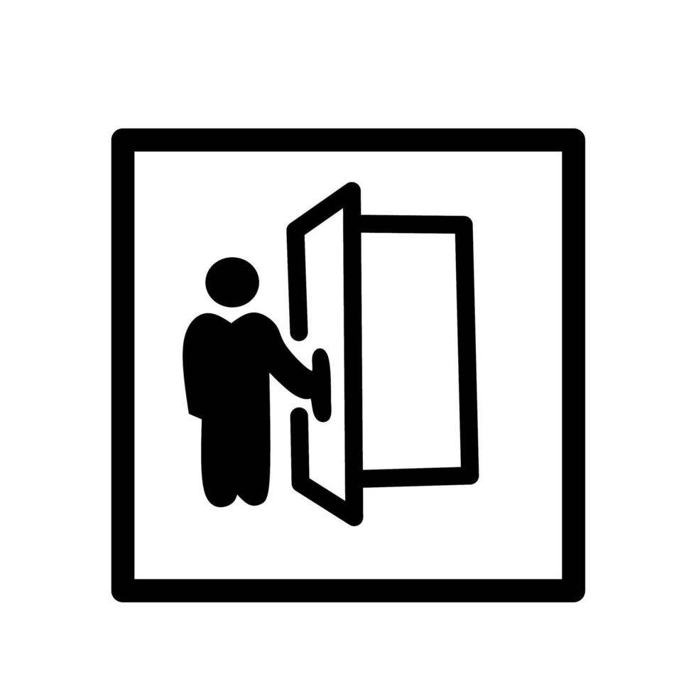 Simple logo of a person opening or closing the door, door opening and closing icon vector