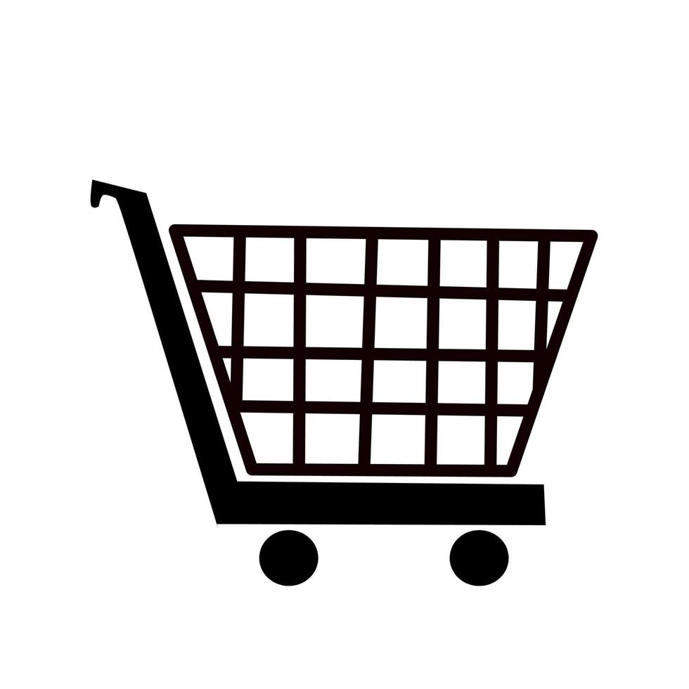 simple black and white trolley icon, shopping trolley transport logo vector