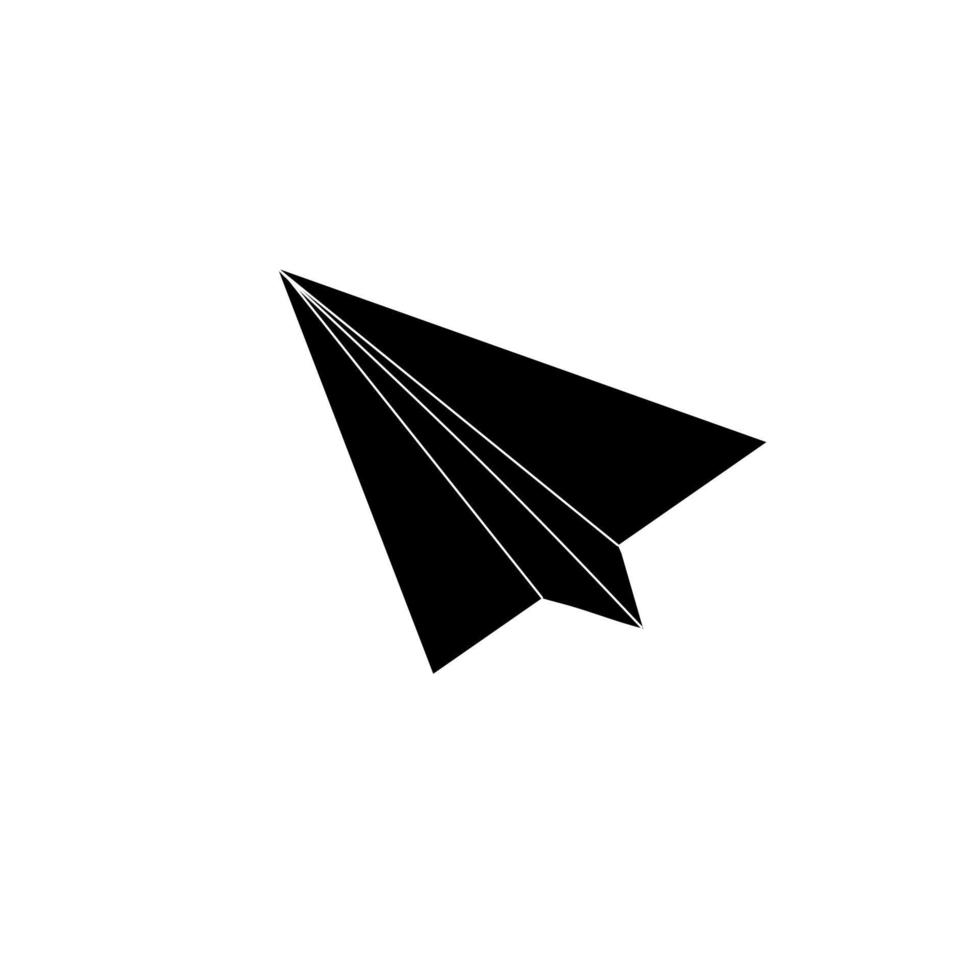 logotipo de avión de papel simple, vector de avión de papel blanco y negro aislado