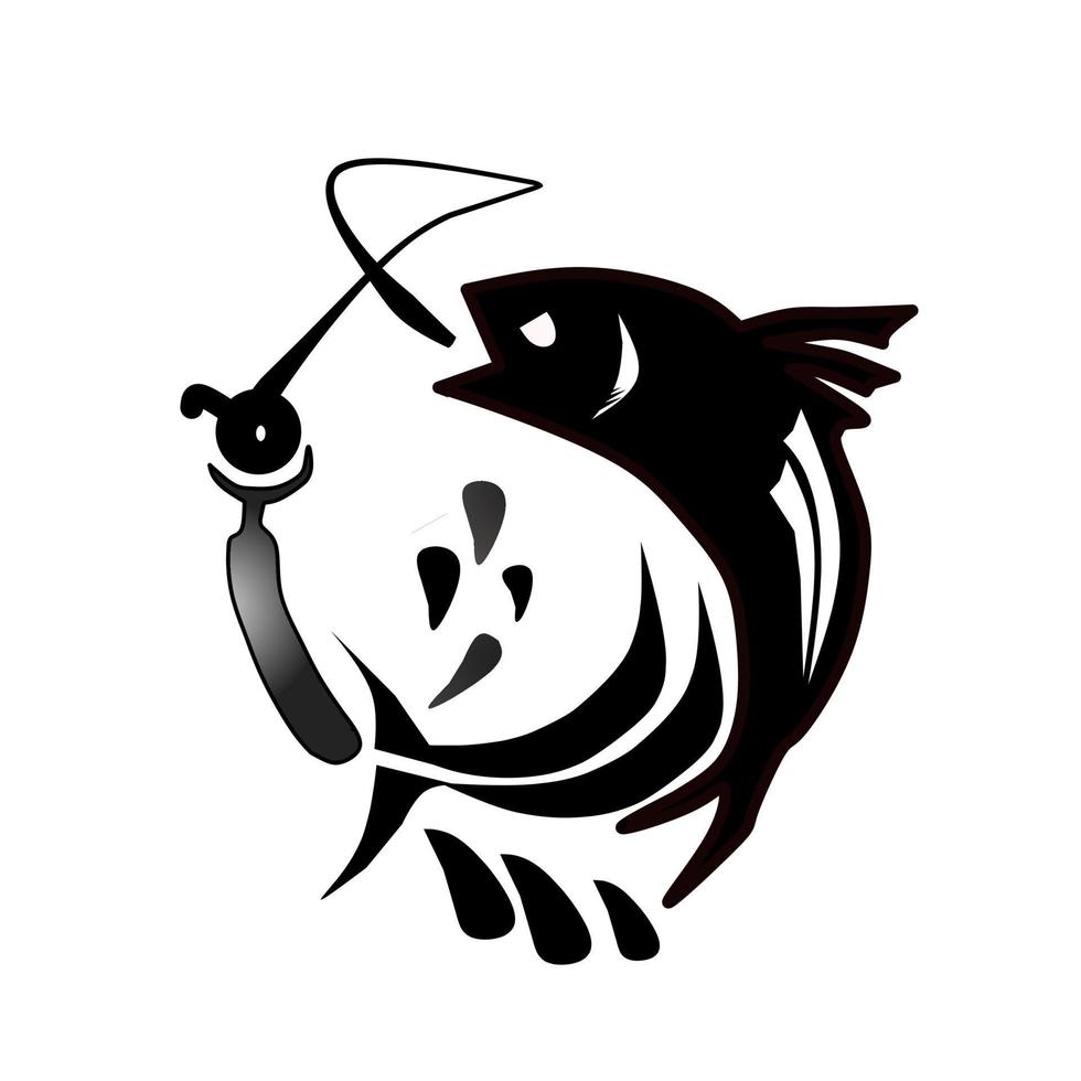 pesca de peces blancos y negros vectoriales, logotipo de pesca vector