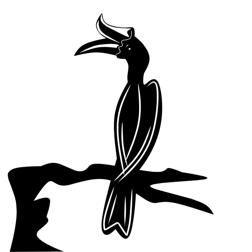 simple hornbill vector, hornbill bird icon vector