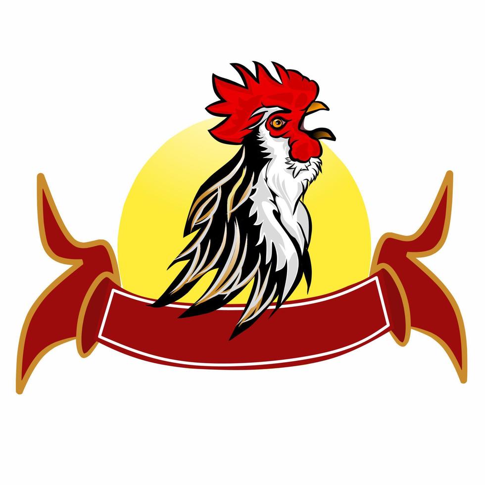 rooster crowing cool logo vector