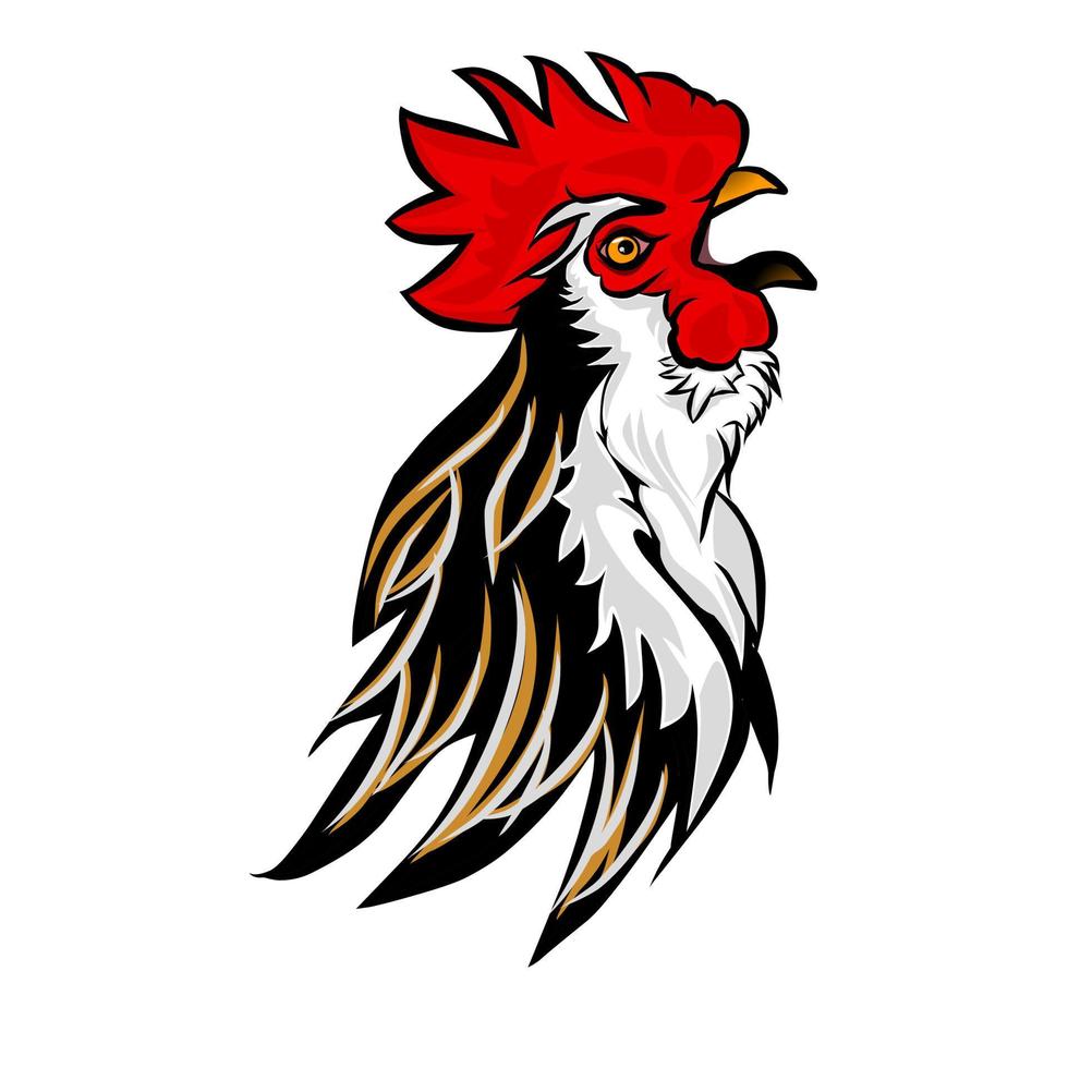 rooster crowing cool logo vector