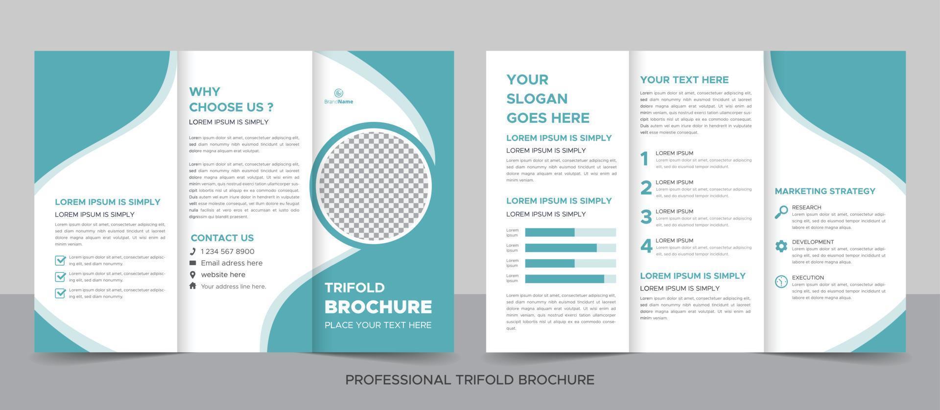 Corporate Modern And Professional Trifold Brochure Template Design. vector