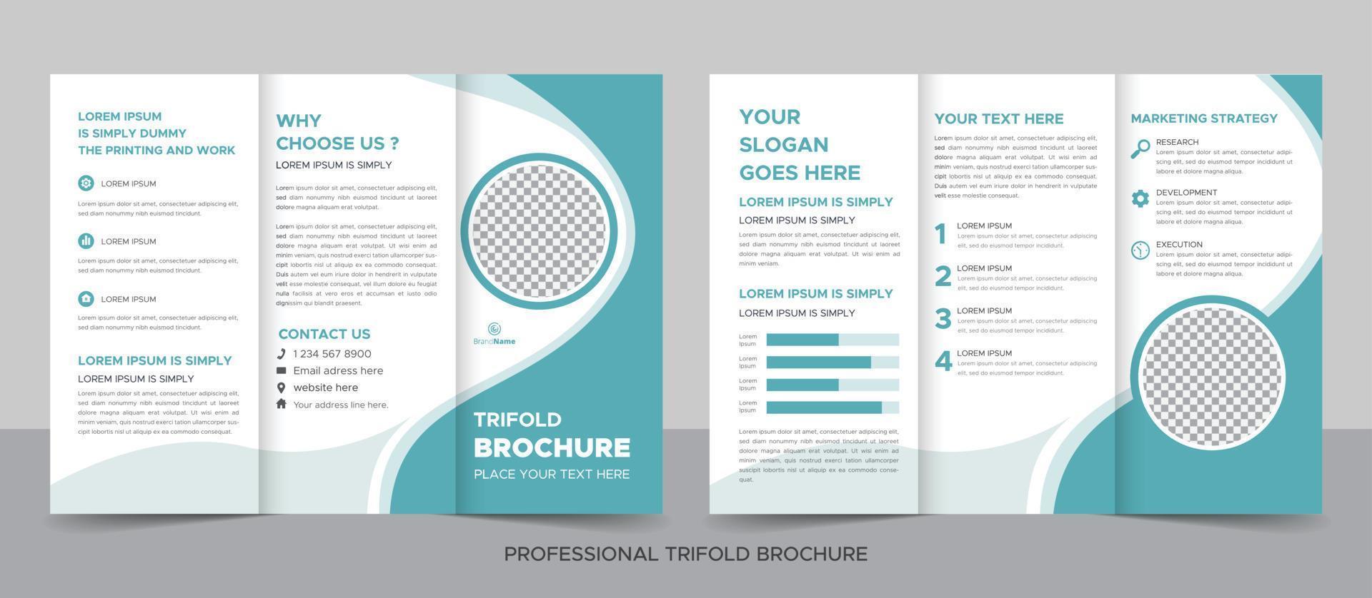 diseño de plantilla de folleto tríptico moderno y profesional corporativo. vector
