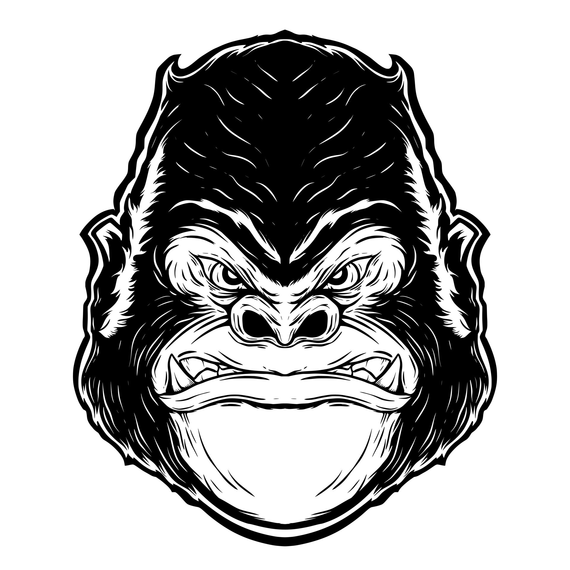 Gorilla head illustration mascot digital drawing 8063009 Vector Art at ...