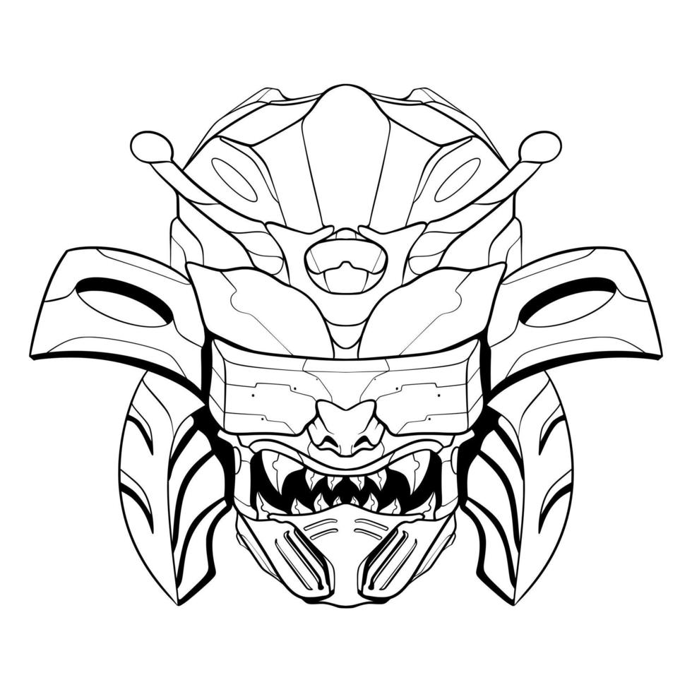 Samurai illuatration head art line vector