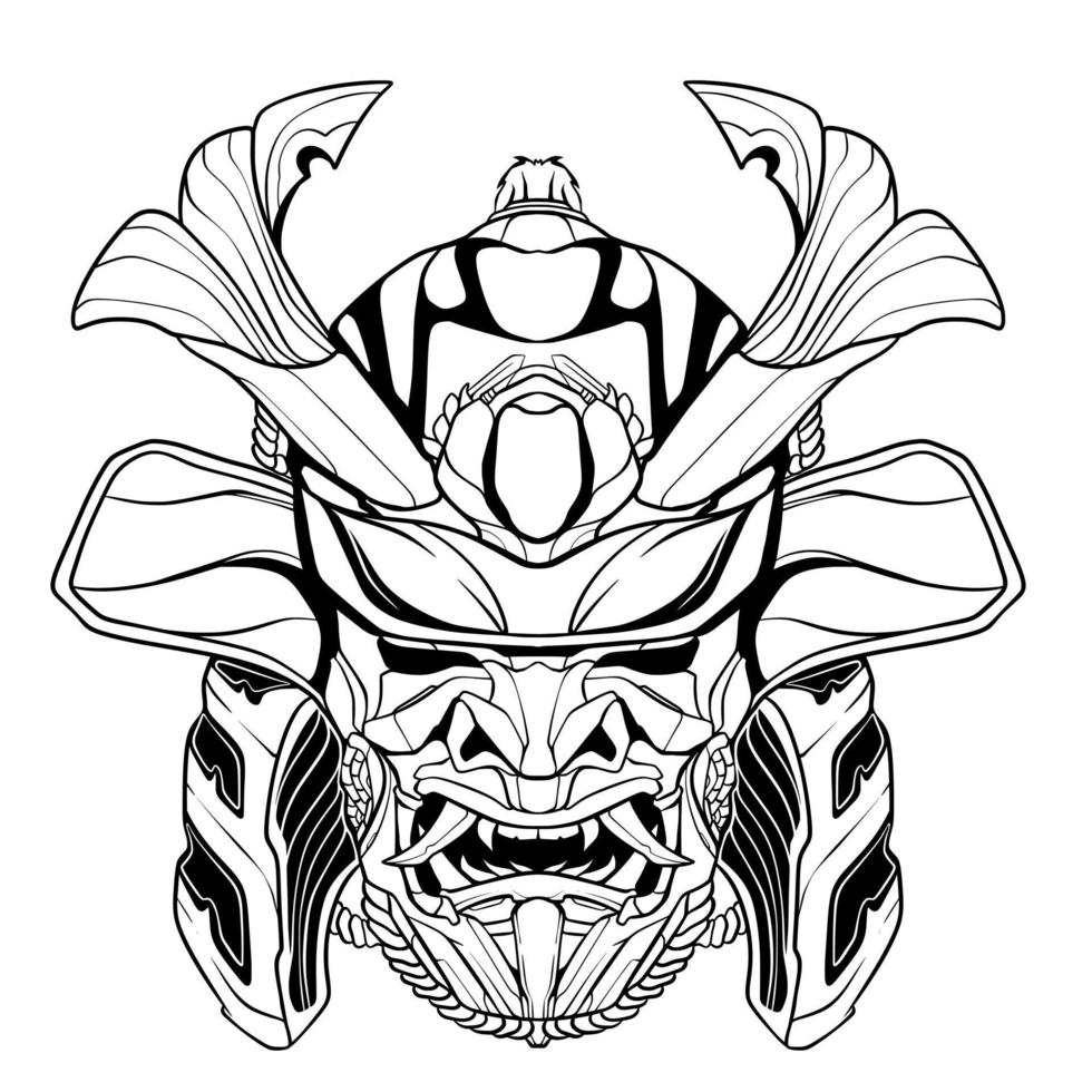 Samurai illuatration head art line vector