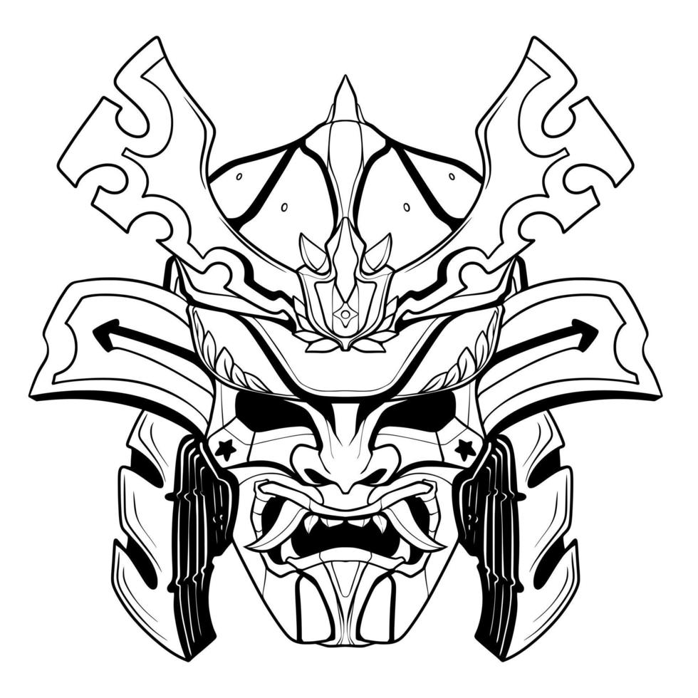 Samurai illuatration head art line vector