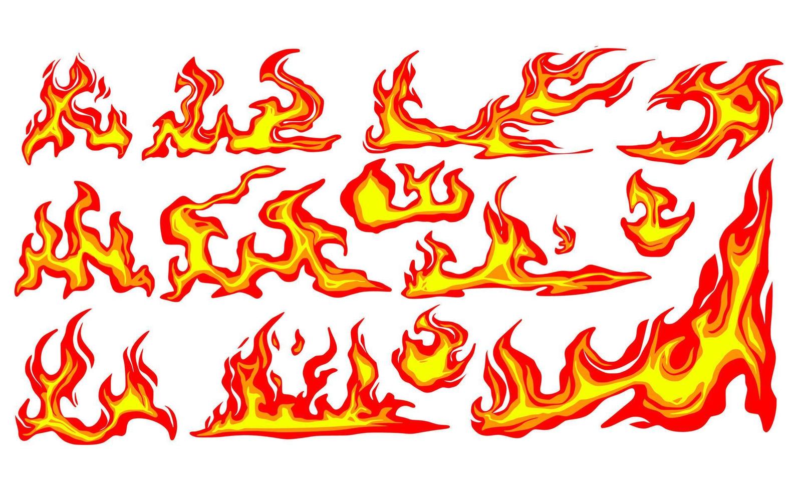 conjunto de elementos de dibujos animados de fuego vector clipart